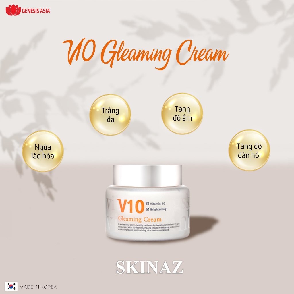 Kem V10 Skinaz Hàn Quốc Chính Hãng 100ml - V10 Gleaming Cream Skinaz