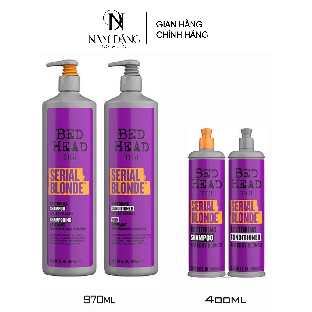 Combo Gội & Xả Tigi Serial Blonde cho tóc tẩy - Tigi Tím 400ml/970ml(2 sản phẩm gội + xả)