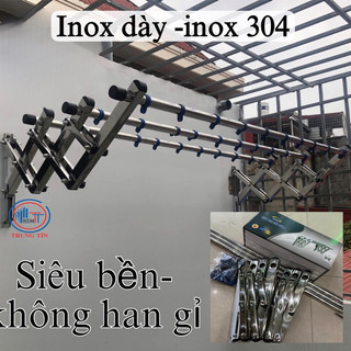 Giàn phơi Xếp Ngang Gắn Tương Rèm Trung Tín Hòa Phát inox 304 siêu bền  (Chính Hờng