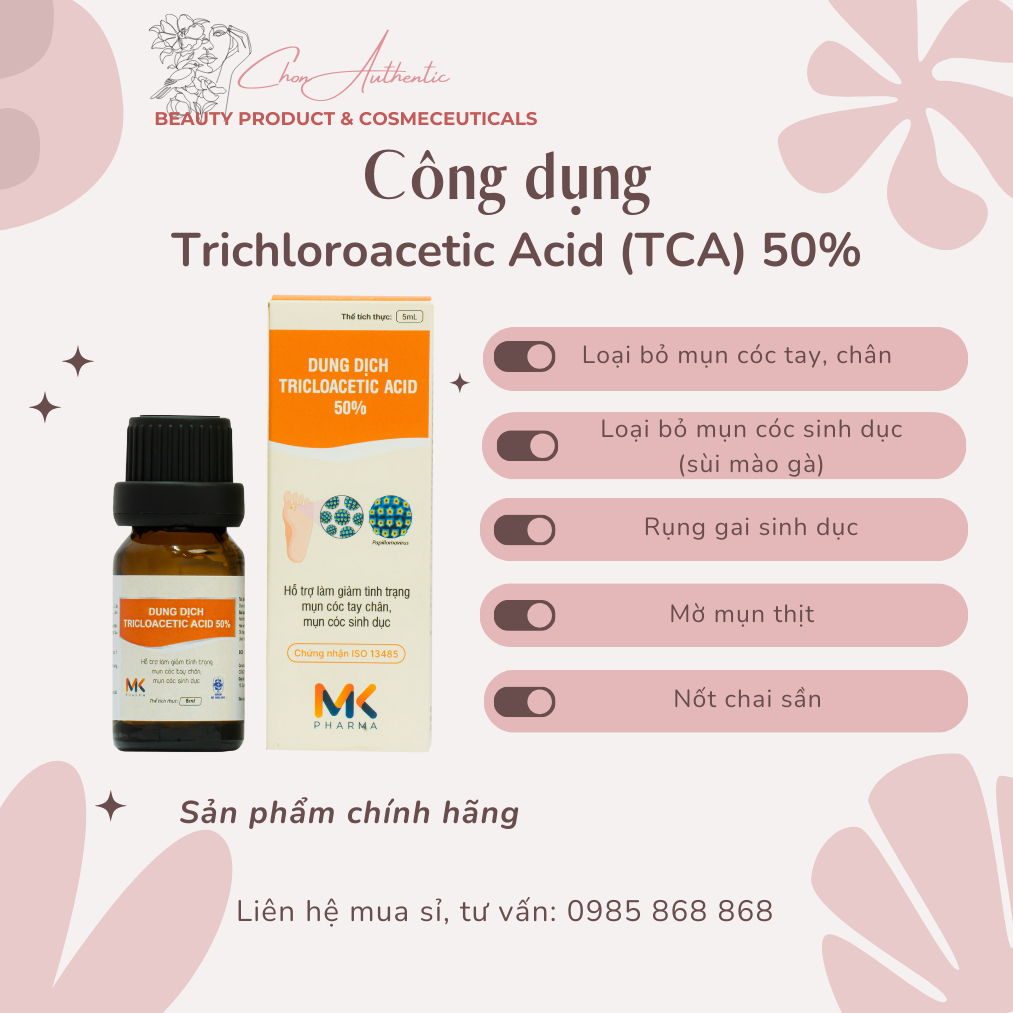TRICHLOROACETIC ACID  50% LOẠI BỎ SÙI - MỤN CÓC AN TOÀN