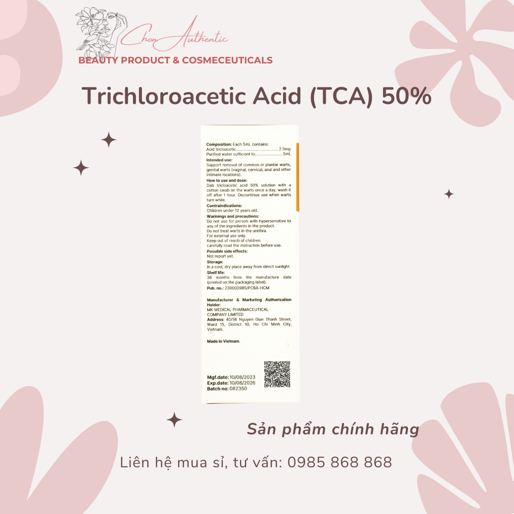 TRICHLOROACETIC ACID  50% LOẠI BỎ SÙI - MỤN CÓC AN TOÀN