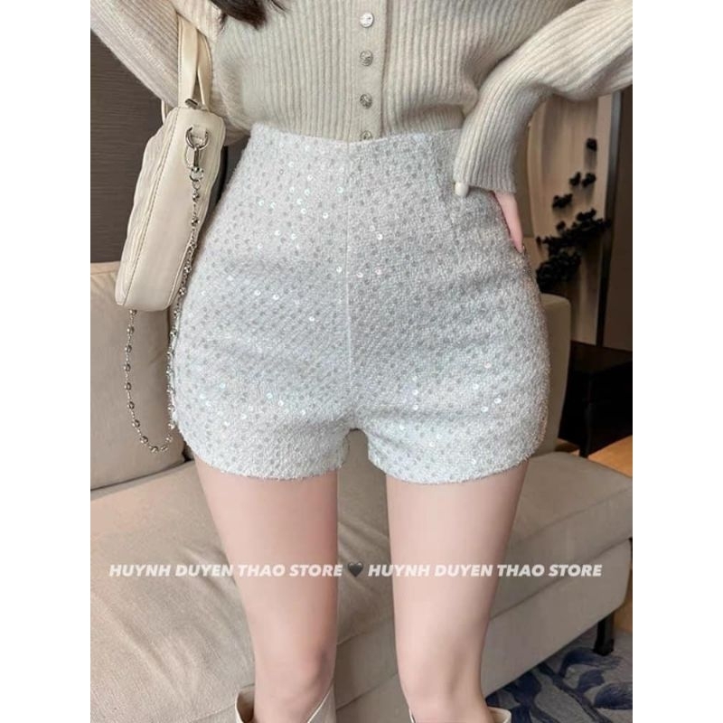 Quần sooc dạ nhũ ôm hàng QC