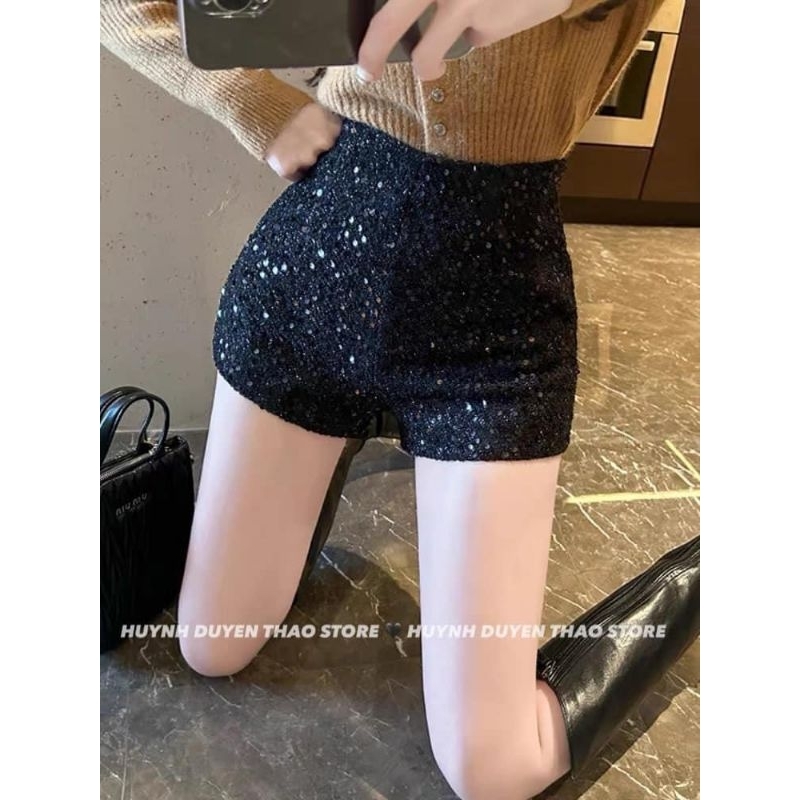 Quần sooc dạ nhũ ôm hàng QC