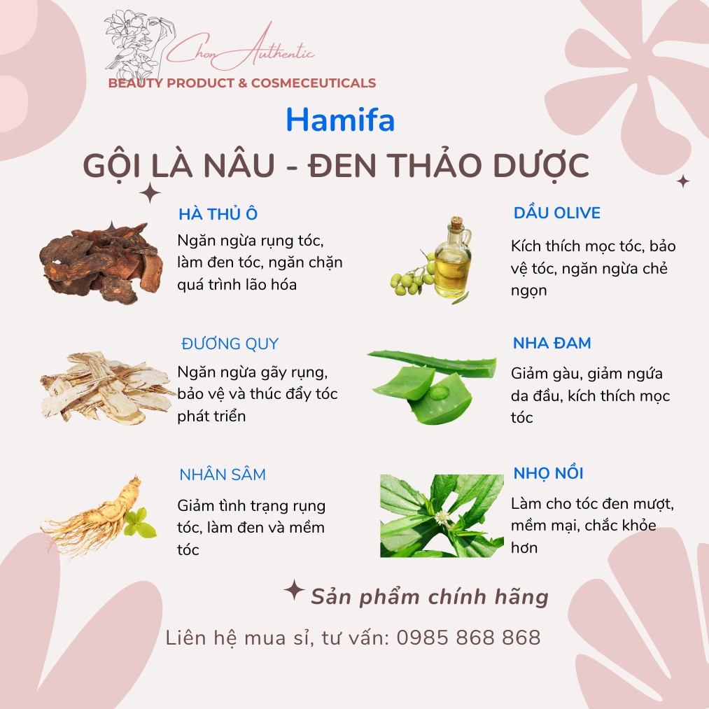 HAMIFA - GỘI LÀ NÂU - ĐEN THẢO DƯỢC