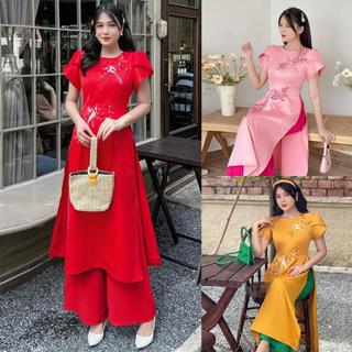 Áo dài cách tân kết hoa thêu 3D sang trọng - áo dài cách tân nữ