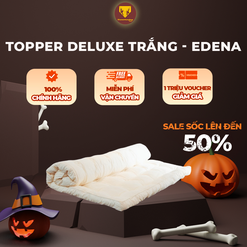 Topper Deluxe Edena trắng nhiều kích thước, chính hãng, nâng đỡ mềm mại