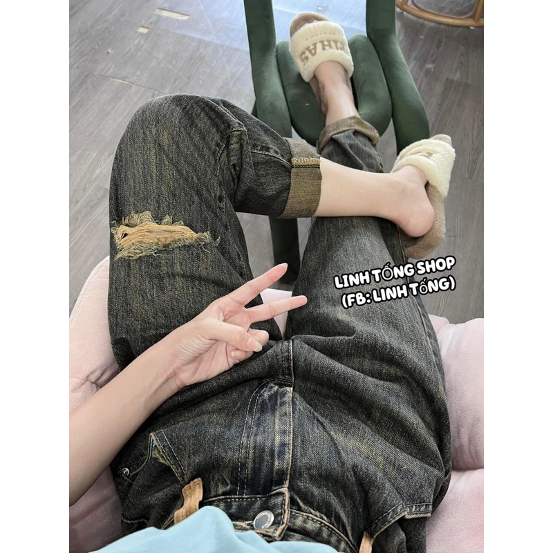 QUẦN BAGYY LƯNG THUN RÁCH - HVNXK QC XỊN LẮM Ạ
