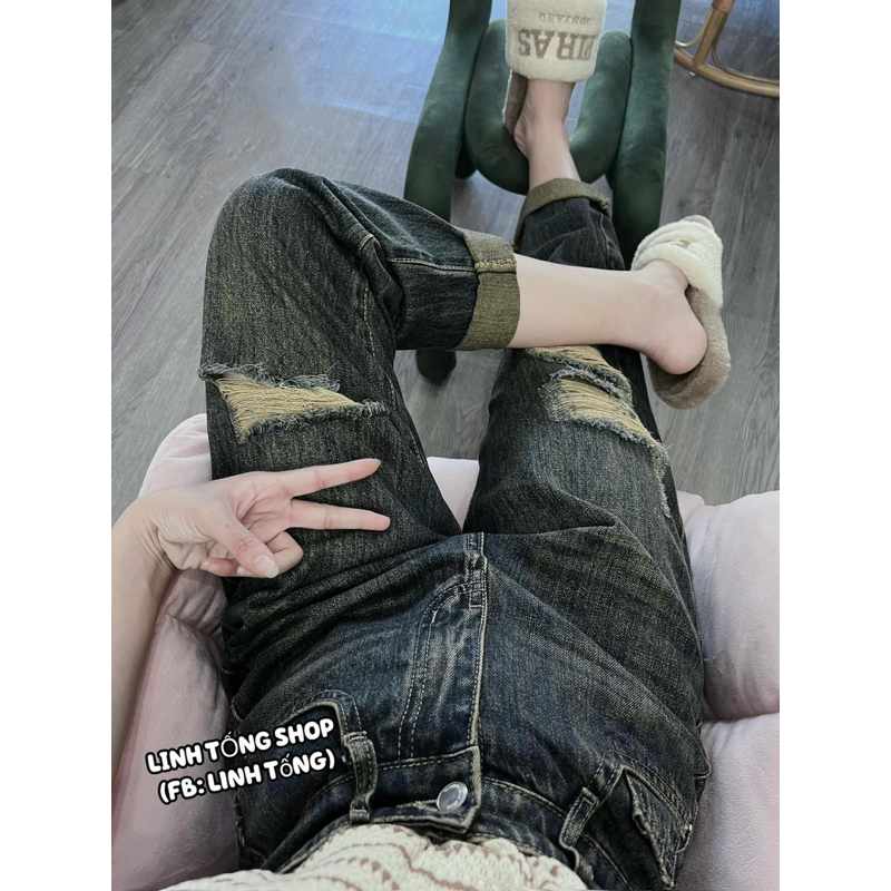QUẦN BAGYY LƯNG THUN RÁCH - HVNXK QC XỊN LẮM Ạ