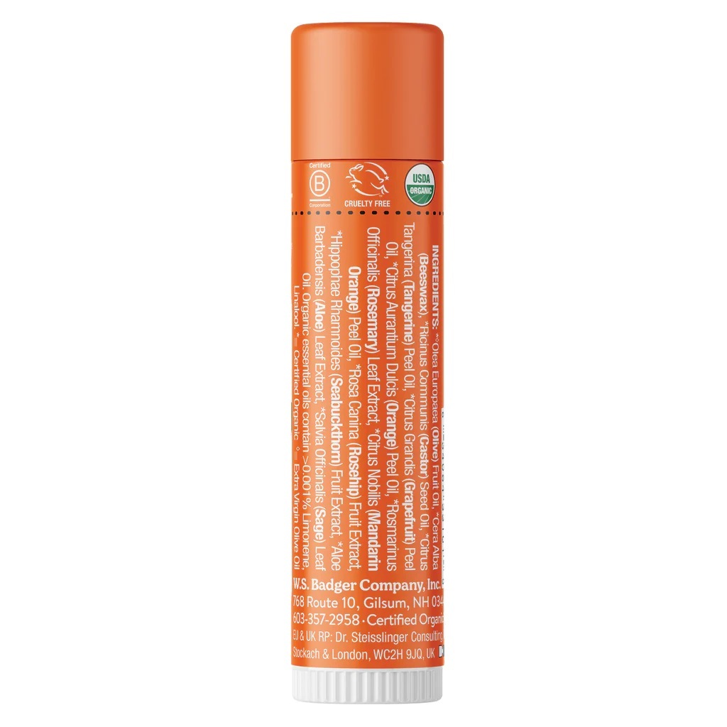 Son Dưỡng Môi Hữu Cơ Không Màu Mùi Quýt USDA Organic BADGER Tangerine Breeze Lip Balm - 4.2g Nhập Khẩu Mỹ An Toàn Mẹ Bầu