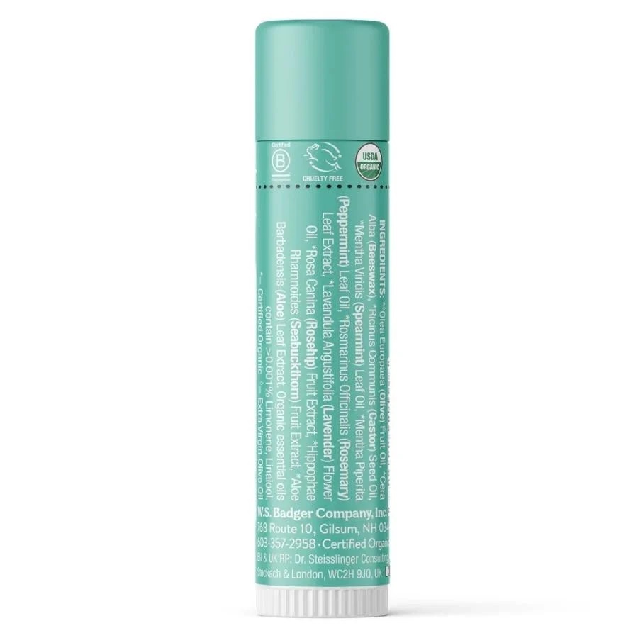 Son Dưỡng Môi Không Màu Mùi Bạc Hà Thành Phần Hữu Cơ USDA Organic An Toàn Lành Tính Highland Mint BADGER Lip Balm - 4.2g