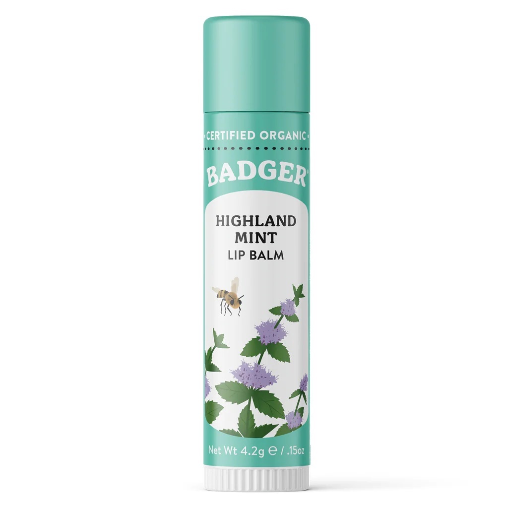 Son Dưỡng Môi Không Màu Mùi Bạc Hà Thành Phần Hữu Cơ USDA Organic An Toàn Lành Tính Highland Mint BADGER Lip Balm - 4.2g