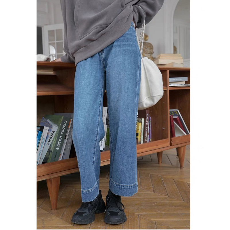 Quần jean suông ống lật kiểu 9 tất size S