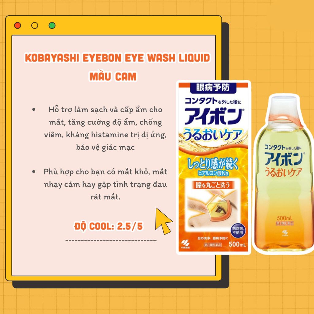 Nước Rửa Mắt Eyebon W Vitamin Kobayashi Vệ Sinh Mắt, Dưỡng Mắt Eyebon W Vitamin Kobayashi Premium 500ml - Bahachiha