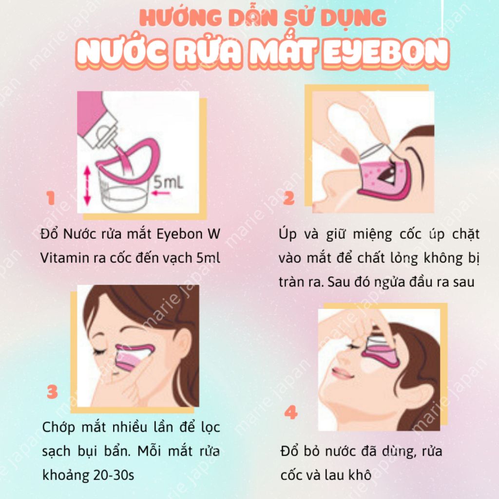 Nước Rửa Mắt Eyebon W Vitamin Kobayashi Vệ Sinh Mắt, Dưỡng Mắt Eyebon W Vitamin Kobayashi Premium 500ml - Bahachiha