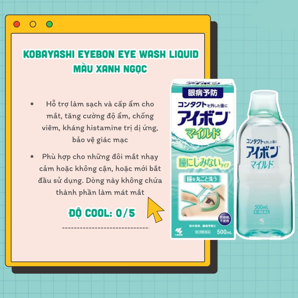 Nước Rửa Mắt Eyebon W Vitamin Kobayashi Vệ Sinh Mắt, Dưỡng Mắt Eyebon W Vitamin Kobayashi Premium 500ml - Bahachiha