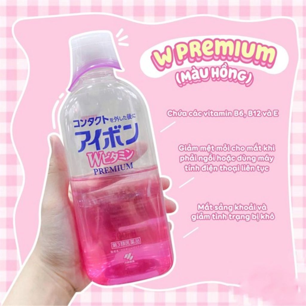 Nước Rửa Mắt Eyebon W Vitamin Kobayashi Vệ Sinh Mắt, Dưỡng Mắt Eyebon W Vitamin Kobayashi Premium 500ml - Bahachiha