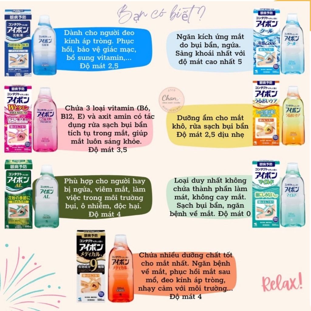 Nước Rửa Mắt Eyebon W Vitamin Kobayashi Vệ Sinh Mắt, Dưỡng Mắt Eyebon W Vitamin Kobayashi Premium 500ml - Bahachiha