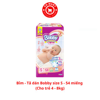 Bỉm - Tã dán Bobby size S 54/S 80 miếng (cho bé 4 - 8kg)