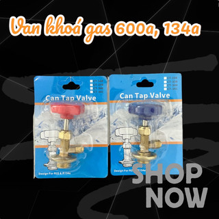 Van khóa mở gas lon, van xanh - gas 600a, van đỏ - gas 134a