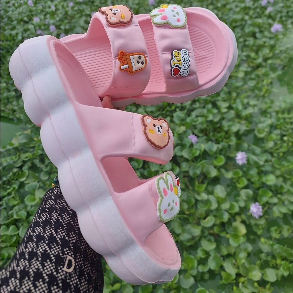 Dép 2 Quai Ngang Lainiki Kèm Ticker Siêu Xinh Đế 3cm Thời Trang Siêu Nhẹ 9016