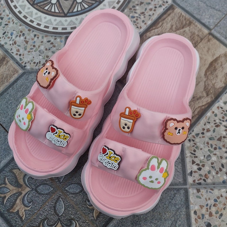 Dép 2 Quai Ngang Lainiki Kèm Ticker Siêu Xinh Đế 3cm Thời Trang Siêu Nhẹ 9016