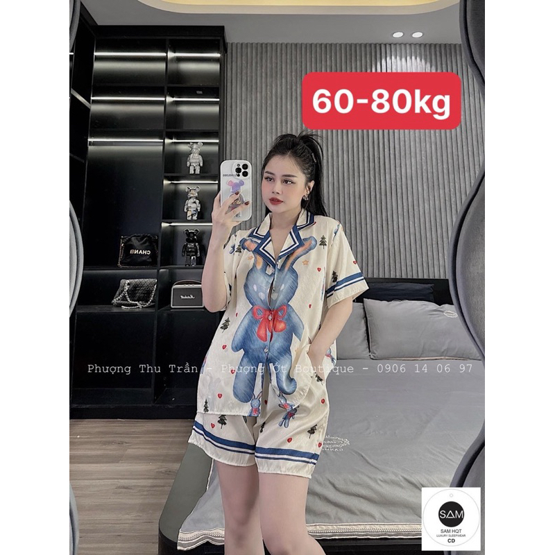 Bộ lụa Bigsize 55-80kg Đùi Hàng Shop chất xước cao cấp PT HOUSE