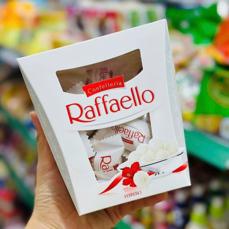 Kẹo kem dừa nơ Raffaello chính hãng của Nga chocolate bọc dừa hộp vuông 150g