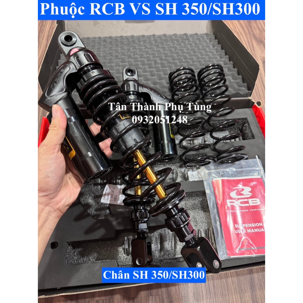 Phuộc RCB VS SH350/ SH 350, SH 300 Đen ty vàng , BH 1 năm