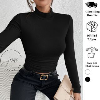 Áo Cổ Lọ Tay Dài, Dáng Dài JUNE.SG Áo cổ lọ tay dài nữ Áo nữ tay dài cổ lọ ôm body D058