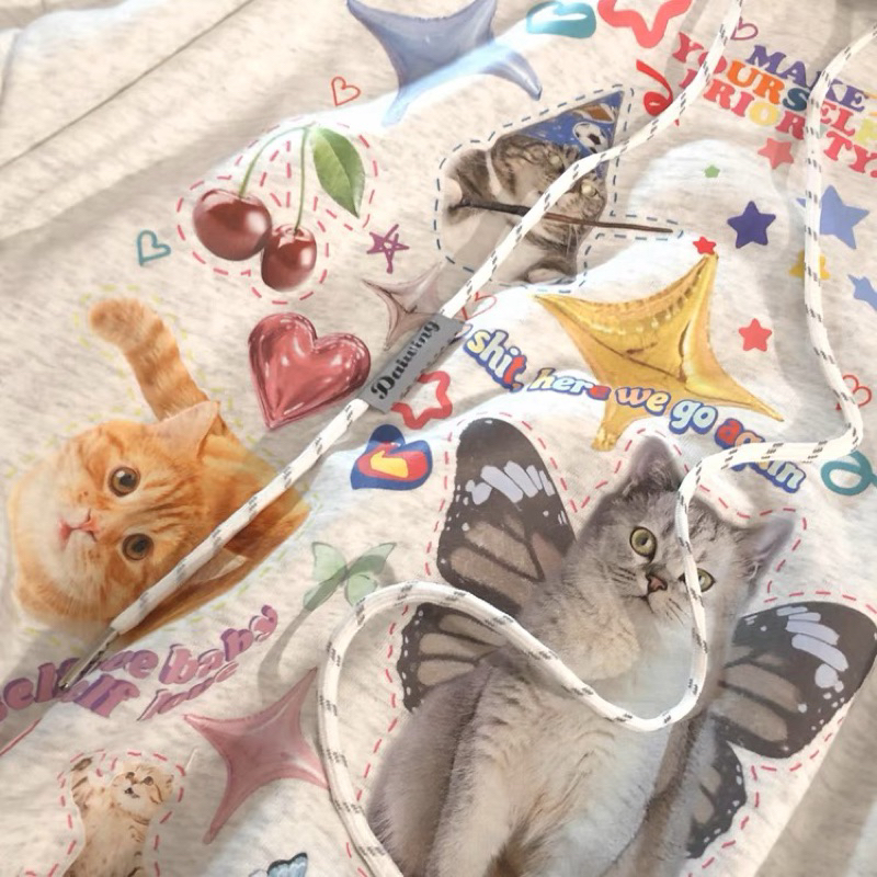 Áo Hoodie và áo nỉ bông in hình mèo Daiwing