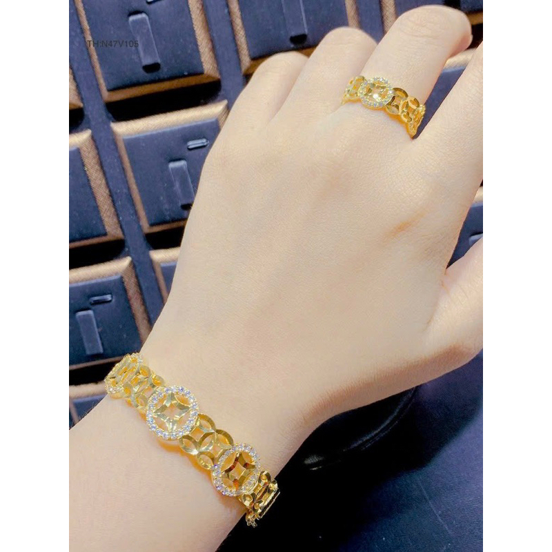 Vòng hoạ tiết kim tiền đính đá Kami trang sức sỉ