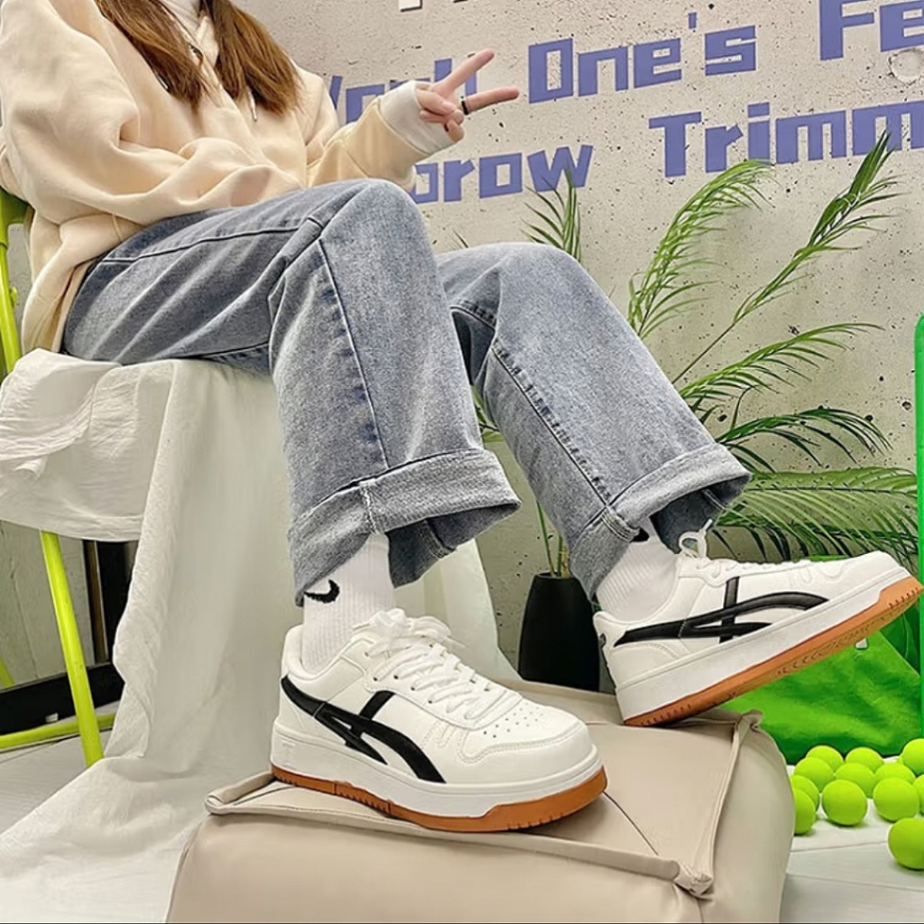 Giày Asics Banr Trung MZ Đen Xám Mẫu Mới Thể Thao Sneaker Nam Nữ mũi tròn