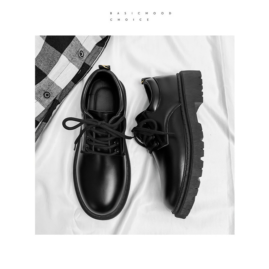 Giày tây nam Chunky derby tăng chiều cao phong cách công sở trẻ trung đế khâu chăc chắn