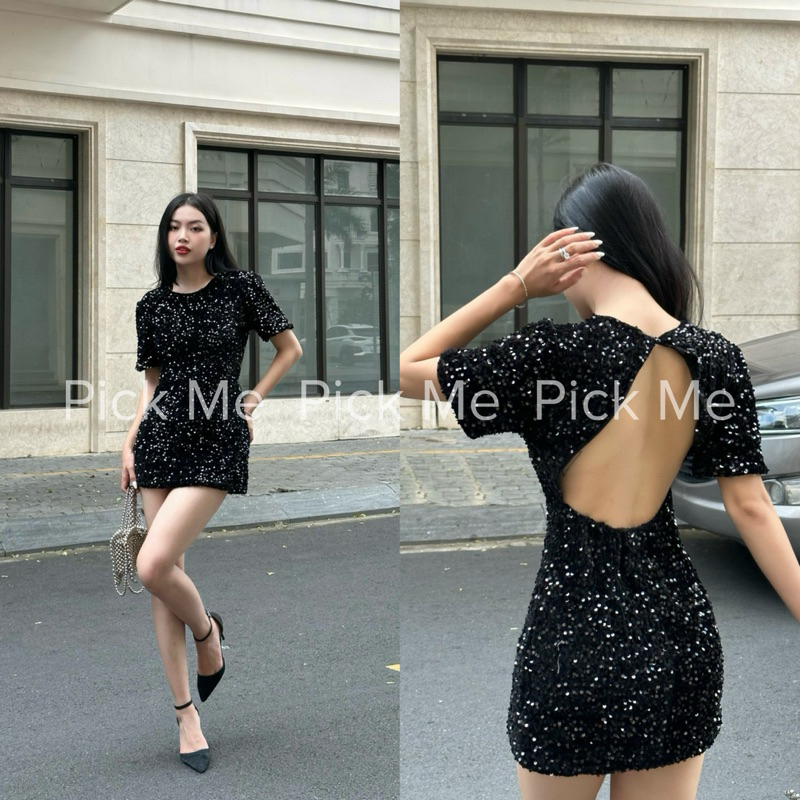 (Sẵn hàng ạ)Mùa Xuân Hè 2023 Đầm Hở Lưng Đính Hạt Cườm Mùa Đông Nữ Eo Thon Thon Gọn Váy Dài Cao Cấp Phong Cách Cổ Điển