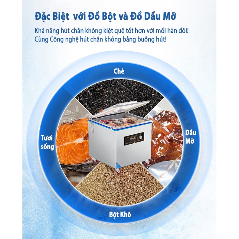 Máy hút chân không công nghiệp DZ320 không kén túi hoàn toàn tự động hút mạnh mẽ độ chân  không đạt -1mpa công xuất 800W