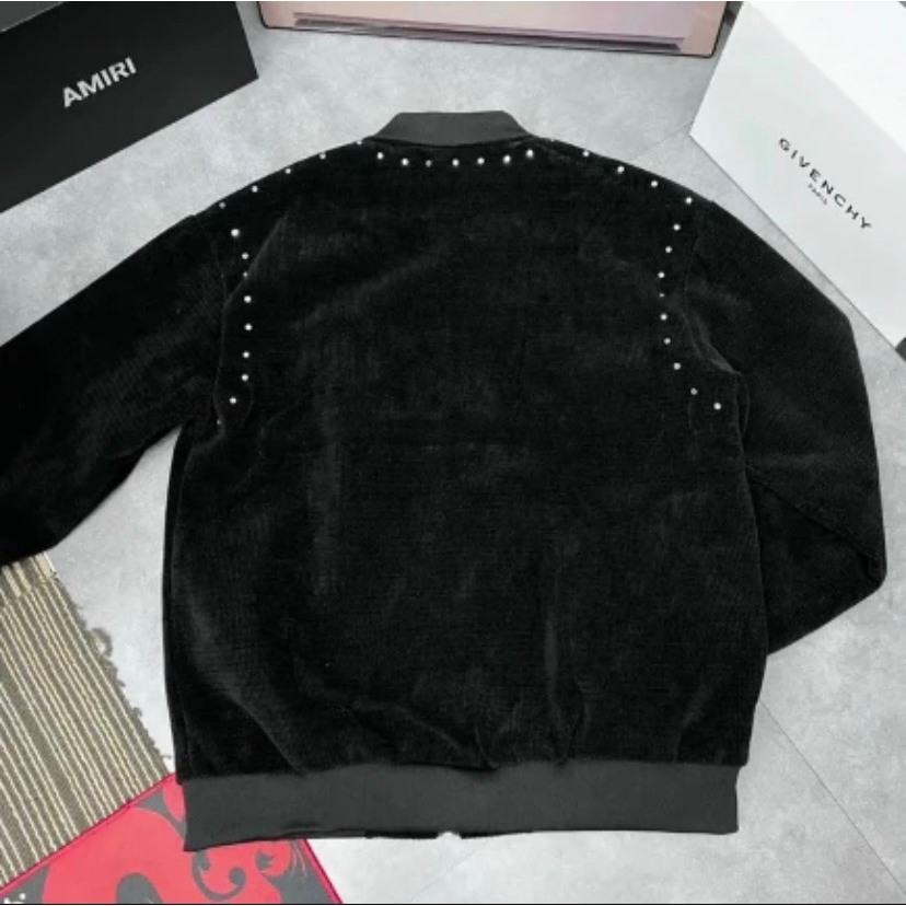 Áo Khoác Bomber Đính Đá Thêu Gu-cci Trước Ngực Chất Vải Nỉ Nhung Mềm Mượt - Áo Bomber Nam Nữ 2 Lớp Dày Dặn Cao Cấp