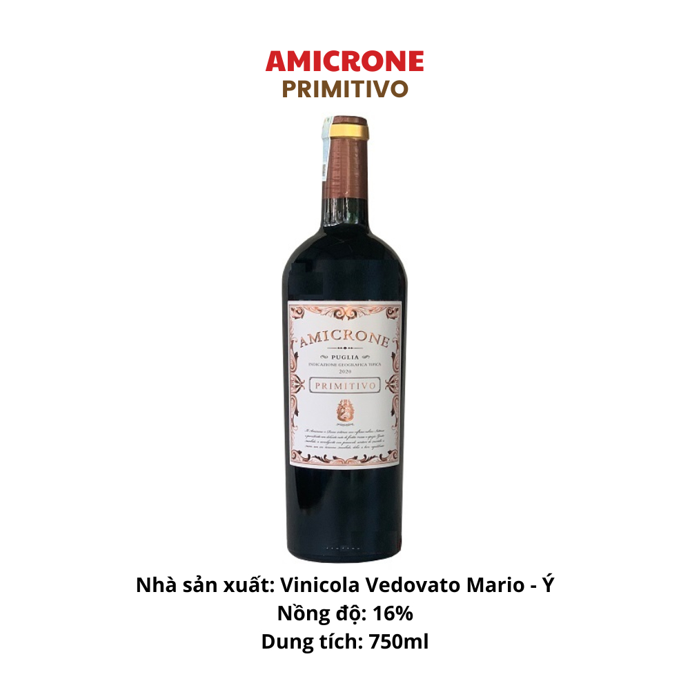 Rượu Vang Ngọt Ý Amicrone Primitivo Nhập Khẩu - Rượu vang Ý - Sweet Wine