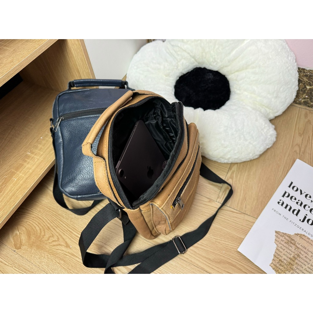 Túi đeo chéo nam da bò sáp thật nhiều màu - 100% da bò thật, BH 3 năm