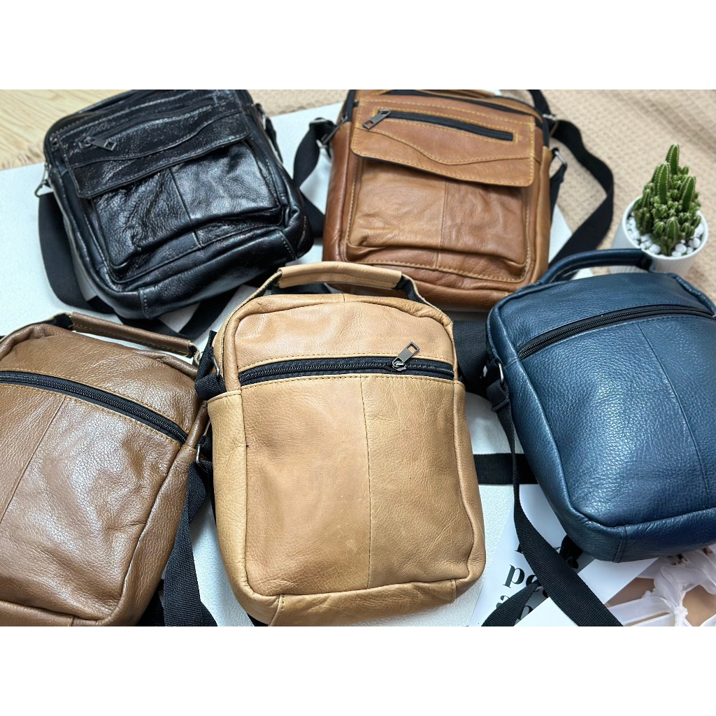 Túi đeo chéo nam da bò sáp thật nhiều màu - 100% da bò thật, BH 3 năm