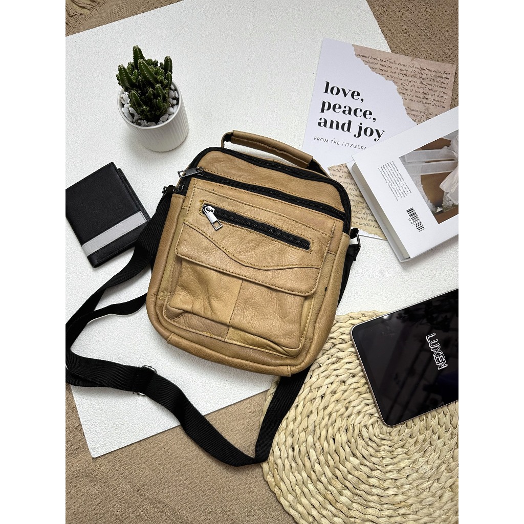 Túi đeo chéo nam da bò sáp thật nhiều màu - 100% da bò thật, BH 3 năm