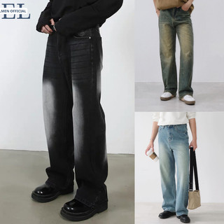 SMOKE GREY WIDE LEG JEANS - Quần jeans wax xám khói 1007