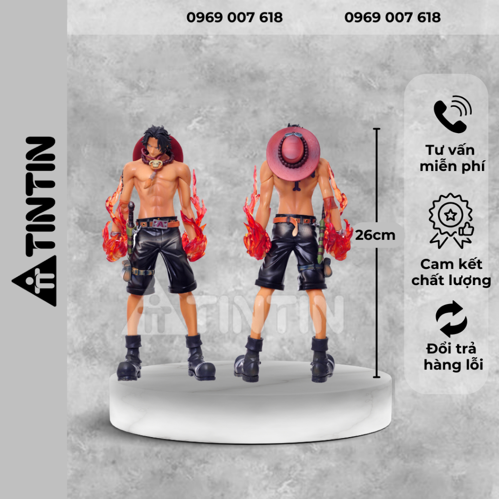 Mô hình Gol D. Ace Trong BST One Piece Decor Phòng, Decor Oto – Kích Thước 26cm