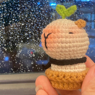 Móc khoá móc len chậu cây chuột lang nước capybara