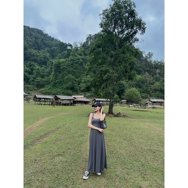 Pass váy 2s dáng dài màu ghi size S