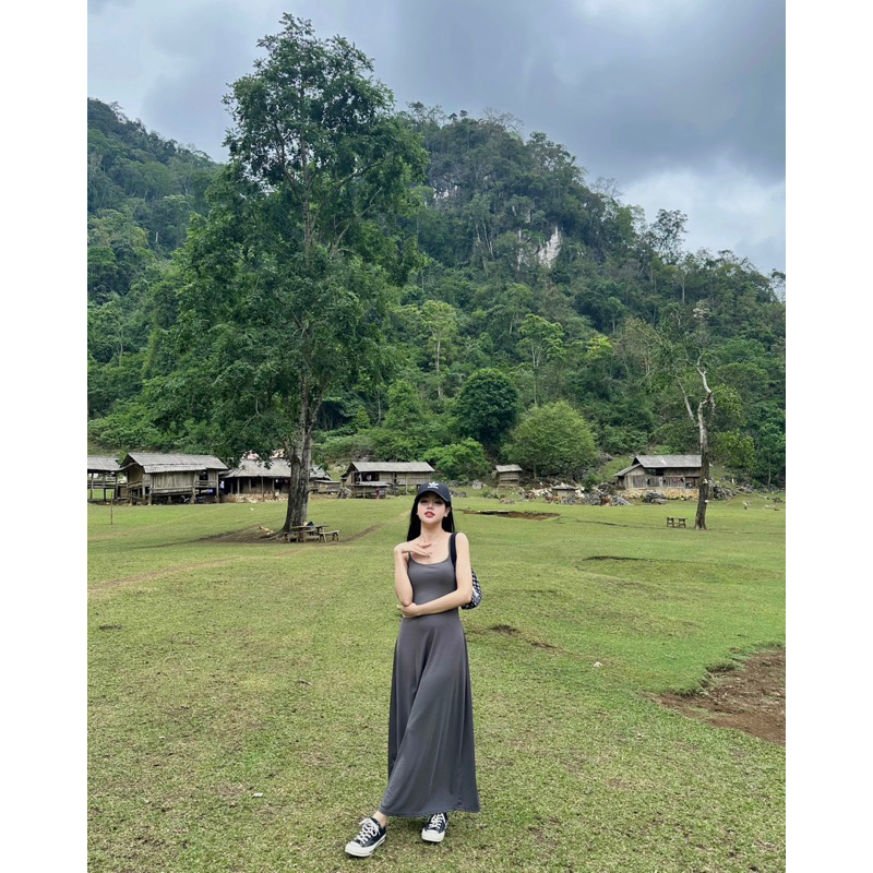 Pass váy 2s dáng dài màu ghi size S