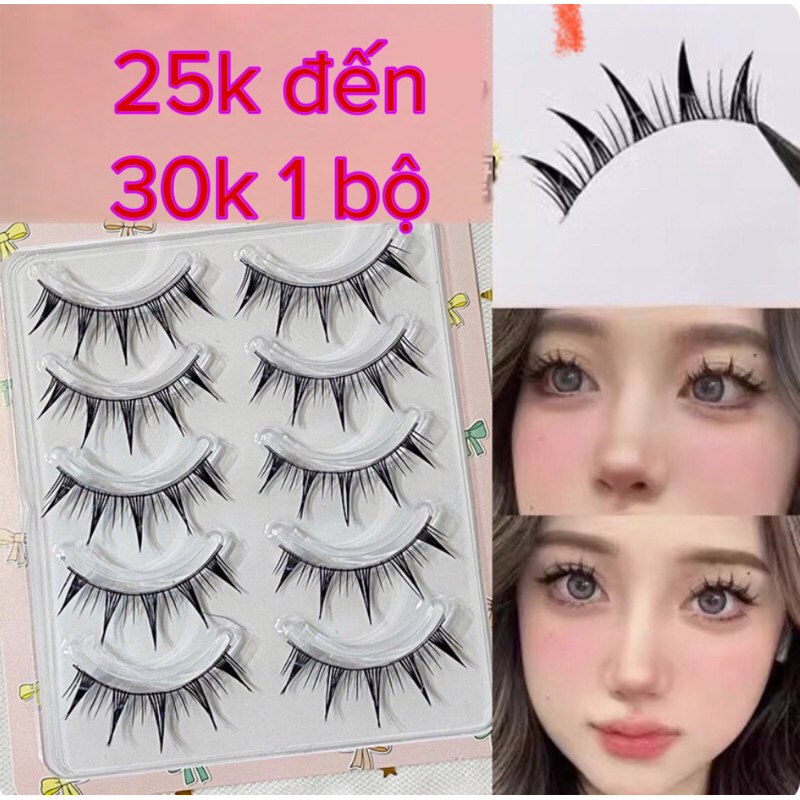 Mi Giả Lông Mi Giả Gân Trong Tự Nhiên Mềm Nhẹ 5 cặp Tái Sử Dụng Nhiều Lần