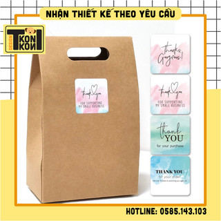 Set 100 tem decal dán niêm phong cảm ơn khách hàng size 4x4cm, nhãn dán thank you, tem thank you dán hộp - ms36
