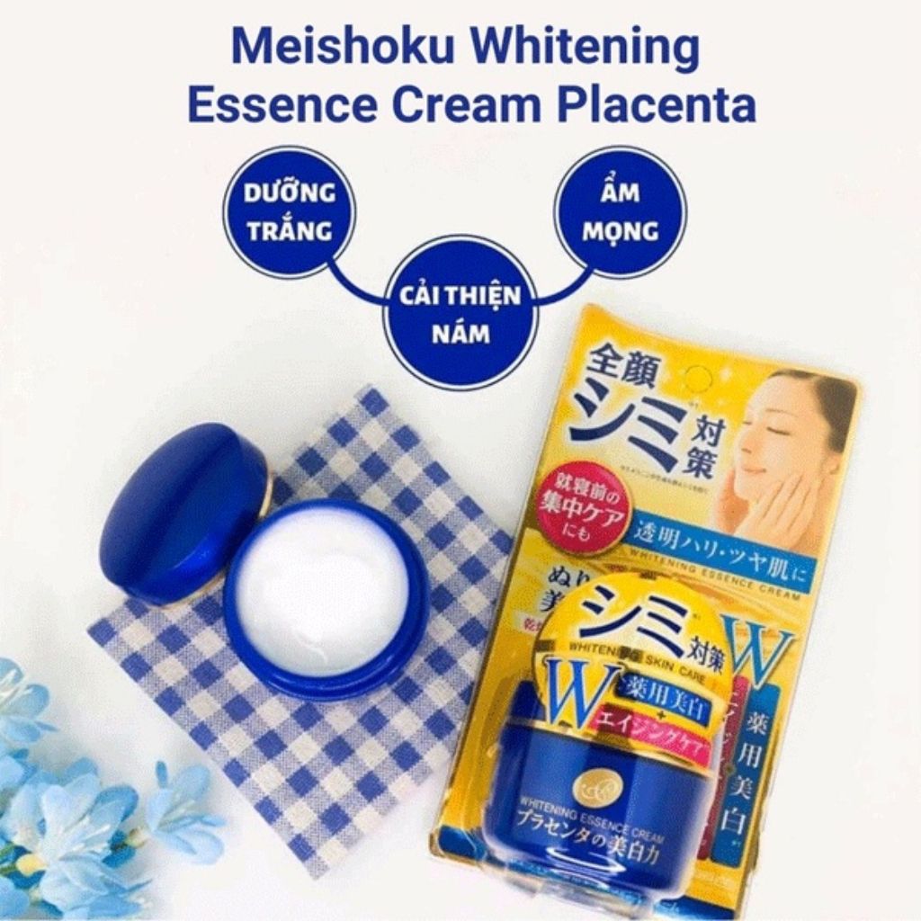 Kem dưỡng trắng da Meishoku Whitening Essence Cream dưỡng ẩm dưỡng trắng chống lão hóa Nhật Bản 55g - Bahachiha