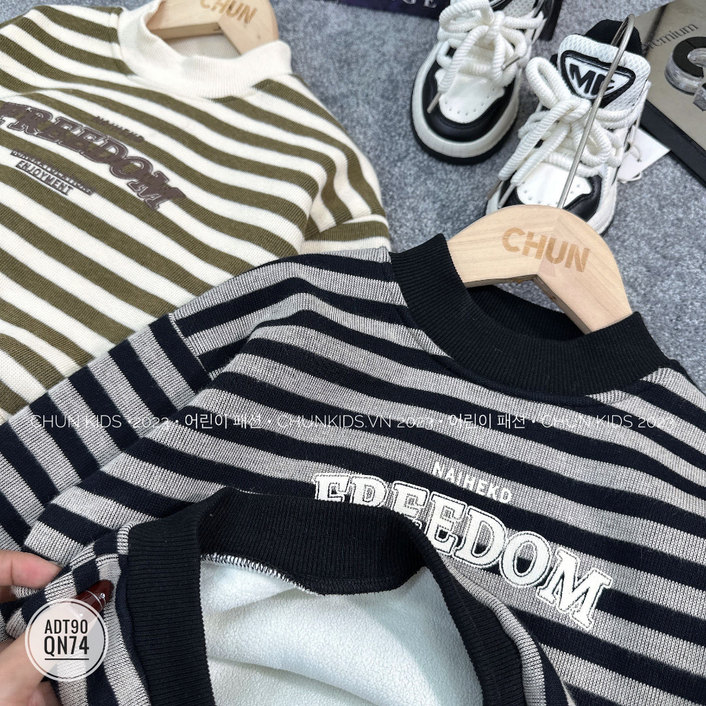 ADT90 - ÁO NỈ lót lông kẻ ngang FREEDOM - 3822 CHO BÉ