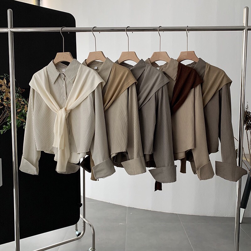 Áo sơ mi style Hà Quốc mùa thu nữ tính nhẹ nhàng